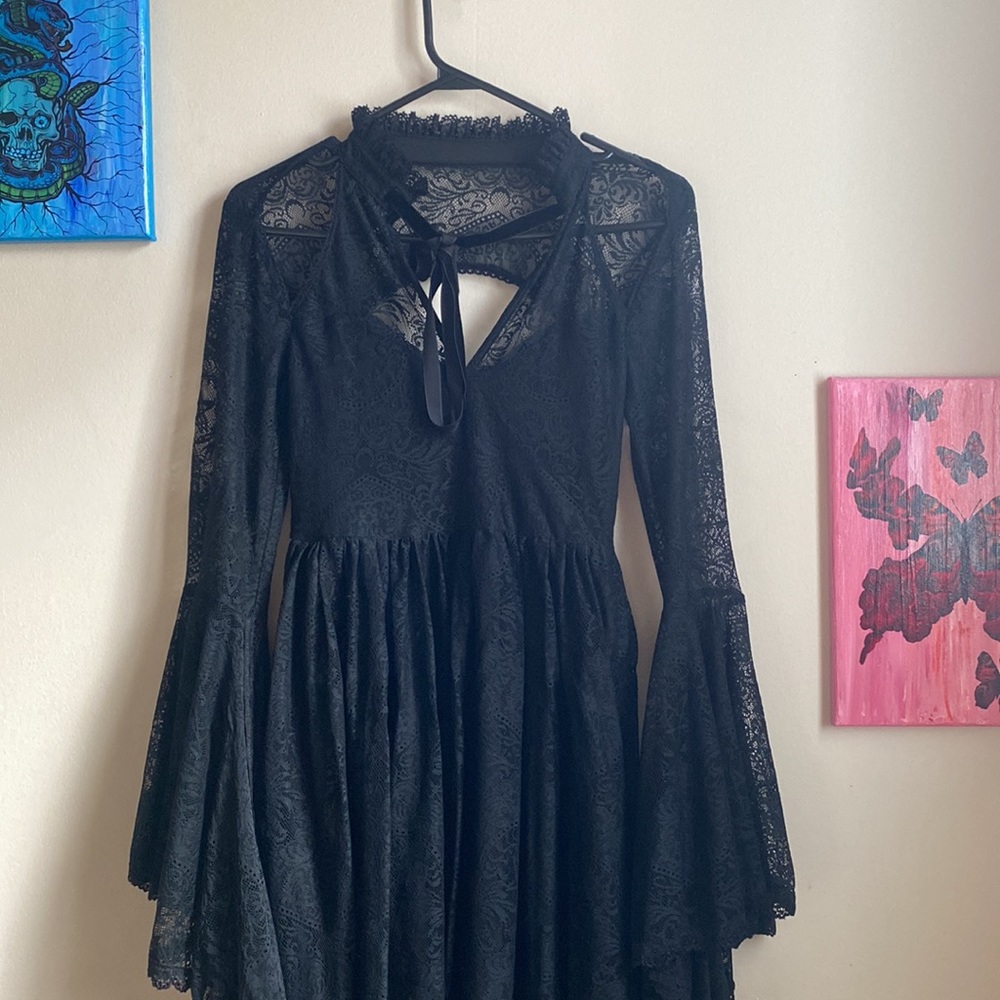 Killstar Black Lace Long Sleeve Gothic Dress